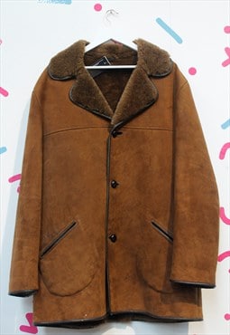 Vintage Oversized 90's Tan Shearling Sheepskin Coat