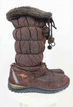 Vintage Y2K Kangaroos Brown Furry Chunky Boots