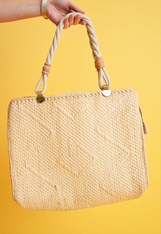 80'S RETRO BOHO MINIMALIST BEACH RAFFIA SHOULDER BAG