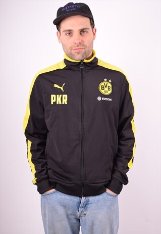 PUMA MENS VINTAGE TRACKSUIT TOP JACKET XL BLACK 90S