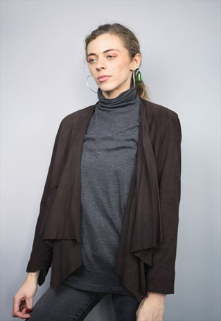 VINTAGE BROWN SUEDE FLARE COLLAR JACKET