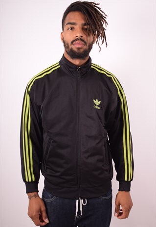 ADIDAS MENS VINTAGE TRACKSUIT TOP JACKET SMALL BLACK 90S