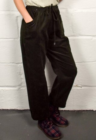 GREEN CORD BAGGY TROUSERS