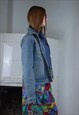 VINTAGE Y2K DENIM RAVE FITTING JEANS JACKET IN OLD BLUE 