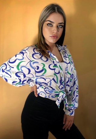 70S VINTAGE MINIMALIST FLOWER PATTERNED SHIRT