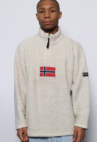 VINTAGE NAPAPIJRI LOGO FLEECE CREAM