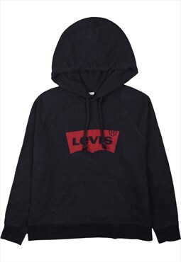 Vintage 90's Levi's Hoodie Spellout Black Medium