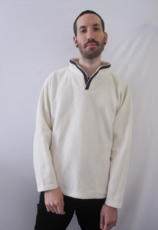 VINTAGE MINIMAL WHITE / CREAM FLEECE SWEATSHIRT