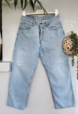Vintage 80's Wide Leg Cropped Light Blue Levi Jeans