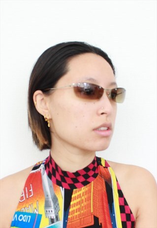 VINTAGE GREEN OMBRE Y2K HALLE BERRY STYLE SUNGLASSES