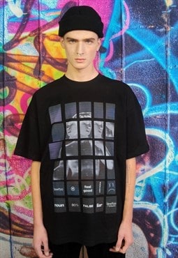 Retro grunge t-shirt sculpture tee Y2K raver top in black
