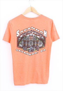 Vintage Harley Davidson Savannah Graphic Tee Orange 90s