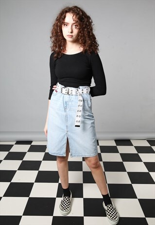 TOMMY HILFIGER DENIM SKIRT WITH SPLIT FRONT