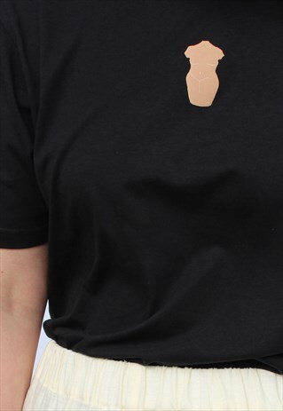 NUDE ETHICS ORGANIC COTTON BUST BROWN GRAPHIC BLACK T SHIRT