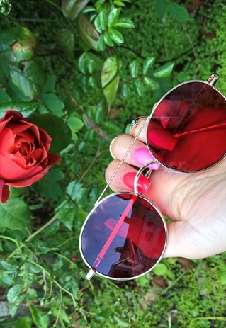 90'S ROUND RED TINTED CLEAR FESTIVAL SUNNIES