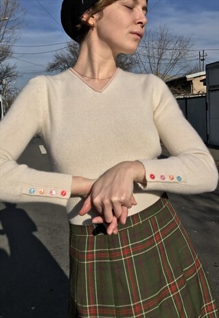 WEAR YOUR LOVE ON YOUR SLEEVE IVORY CASHMERE SWEATER