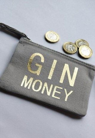 GREY & GOLD 'GIN MONEY' COIN PURSE