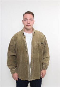 Vintage 80s corduroy shirt, retro oversized mens work wear 