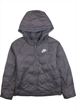 Nike 90's Swoosh Hooded Puffer Jacket Medium Grey