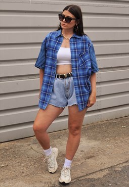 90's vintage reworked checked shirt with tie dye sleeves