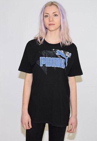 VINTAGE 90S BLACK PUMA CREW NECK T SHIRT