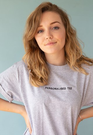 ORGANIC T-SHIRT IN GREY WITH PERSONALISED EMBROIDERY