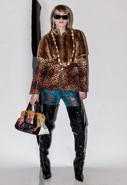 Vintage Y2K naughty leopard print jacket with faux fur top