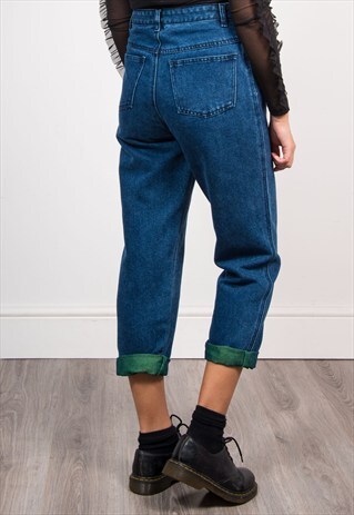 VINTAGE 90'S DARK BLUE DENIM MOM JEANS