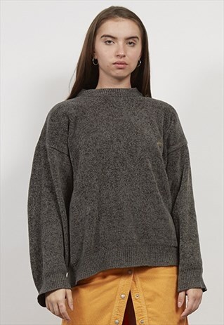 VINTAGE 90'S LACOSTE MOSS CHENILLE KNIT JUMPER/SWEATER