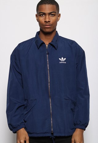 VINTAGE ADIDAS ORIGINALS COACH JACKET NAVY BLUE