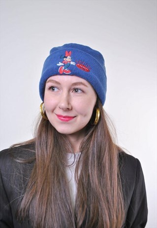 BLUE VINTAGE WOMEN MINNIE MOUSE FLEECE WINTER HAT