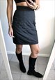 QUILTED MINIMAL MINI STRAIGHT 90S SKIRT IN BLACK S