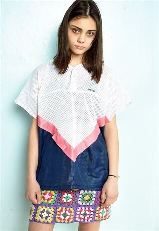 VINTAGE 80S FESTIVAL GEOMETRIC COLORFUL BLOUSE TOP T-SHIRT