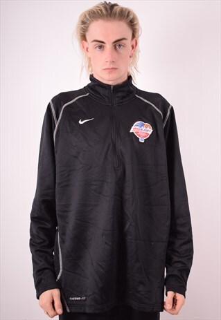 NIKE MENS VINTAGE PULLOVER TRACKSUIT TOP XL BLACK 90S