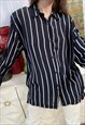 VINTAGE 80S NAUTICAL LOOSE STRIPED LONG SLEEVE BLOUSE TOP