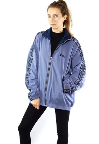 BLUE ASICS TRACK JACKET VINTAGE WINDBREAKER