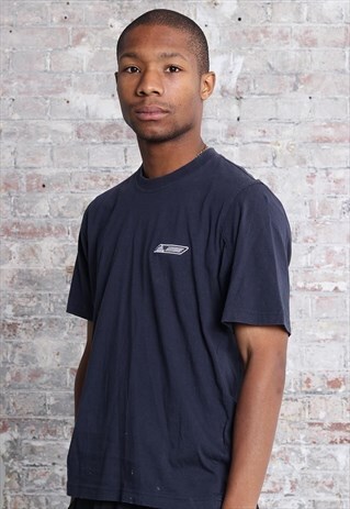 VINTAGE ADIDAS CHEST LOGO T-SHIRT NAVY BLUE