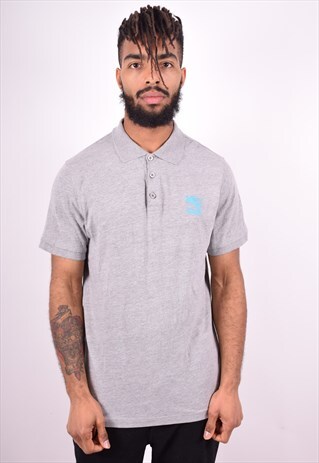 PUMA MENS VINTAGE POLO SHIRT LARGE GREY 90'S