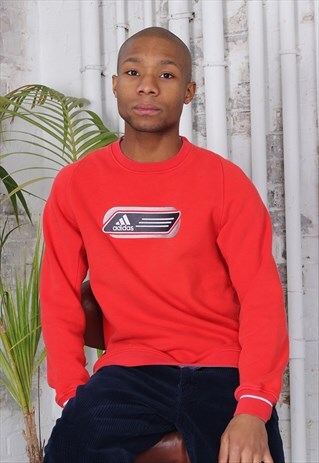 VINTAGE ADIDAS BIG LOGO SWEATSHIRT RED