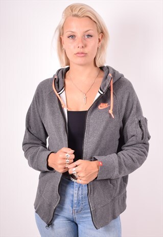 NIKE WOMENS VINTAGE HOODIE JACKET MEDIUM GREY 90S