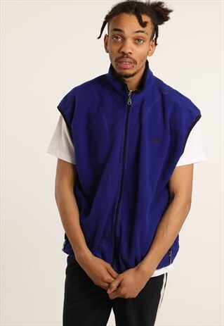 VINTAGE CHAMPION EMBROIDERED LOGO ZIPPED FLEECE GILET