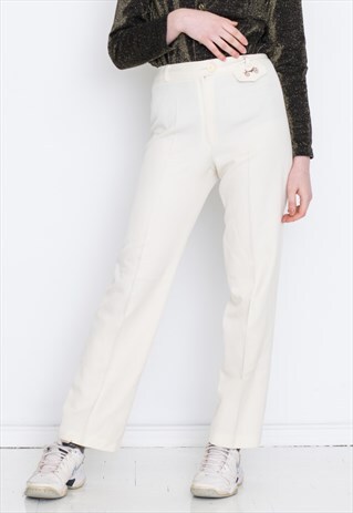 VINTAGE WHITE HIGH WAIST RETRO TROUSERS
