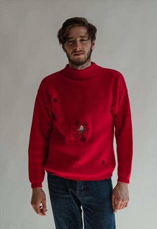 VINTAGE 80S FUNKY JUMPER IN RED