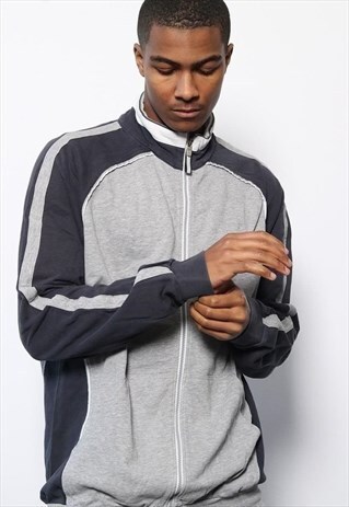 VINTAGE CHAMPION LOGO FULL ZIP SWEATSHIRT GREY