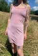 VINTAGE PINK BODYCON FITTED SHEER DRESS