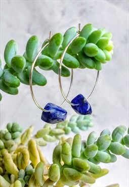 Mini Sodalite Gemstone Hoop Earrings