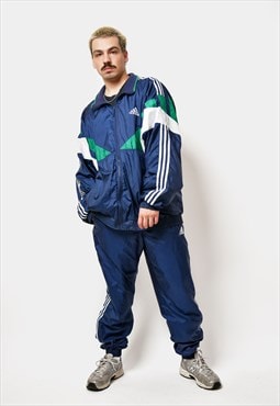 ADIDAS 80s vintage sport tracksuit navy dark blue men