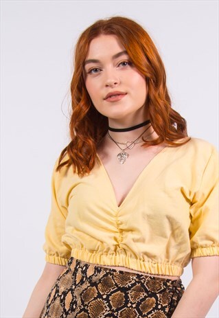 VINTAGE 90'S YELLOW PRAIRIE CROP TOP