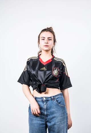 ADIDAS VINTAGE 1990S BLACK GERMANY FOOTBALL SHIRT