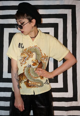 VINTAGE 90'S CHINESE DRAGON AND TIGER SHIRT